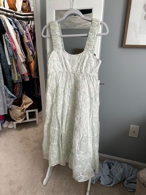 Amanda Uprichard Mint Green Floral Lace Midi Dress